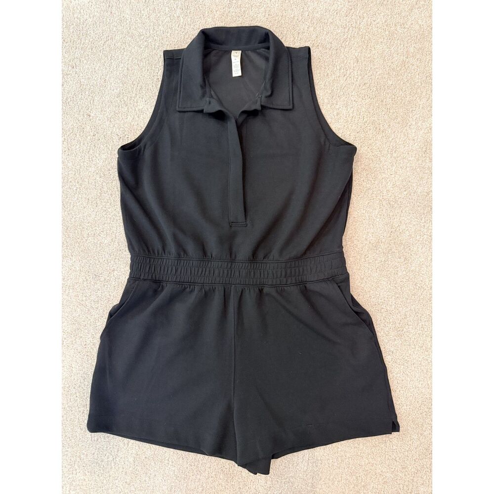 Yogalicious Softlite Metro Maven Black Polo Romper XL Sleeveless Athleisure